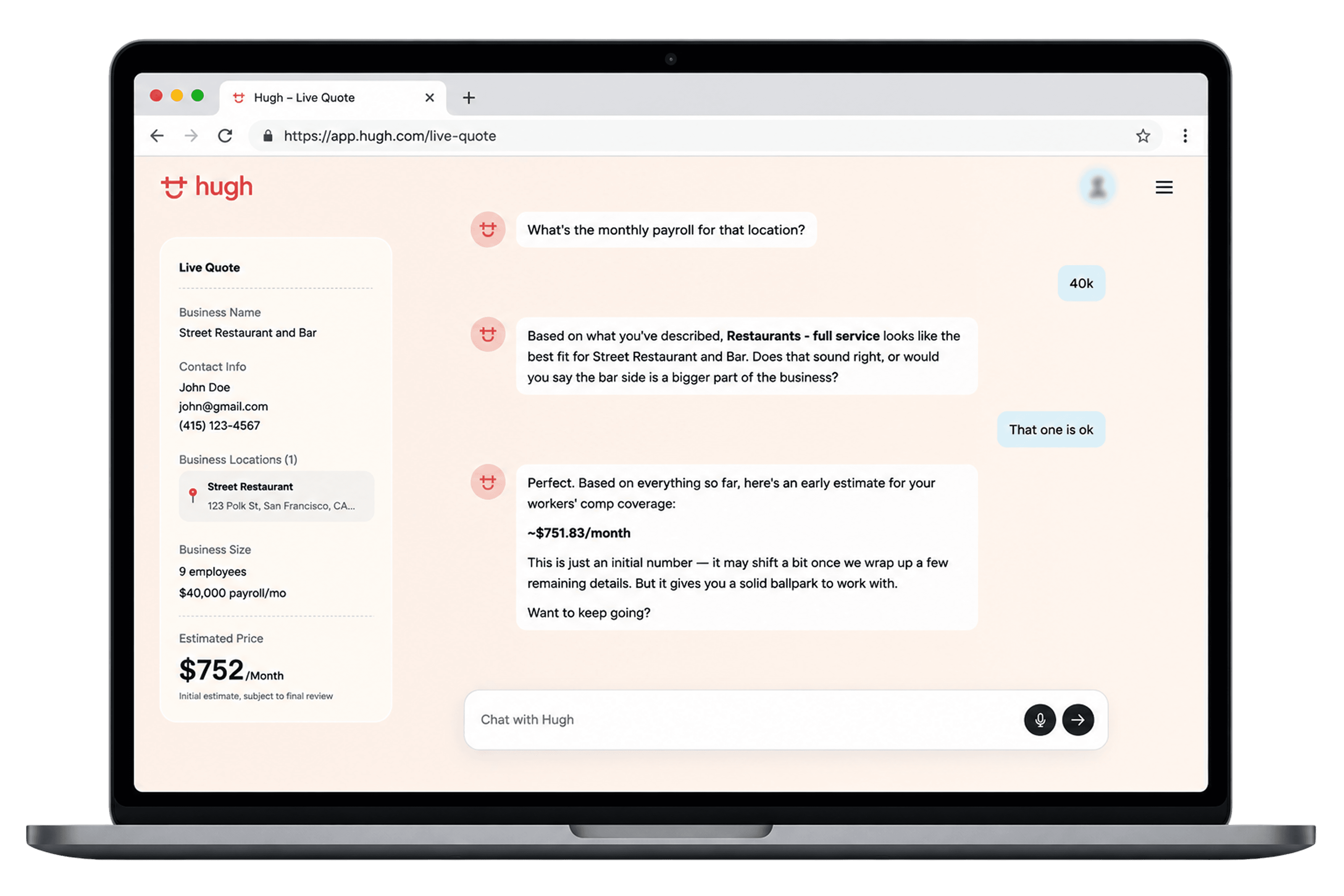 Hugh — Cotizador conversacional con IA